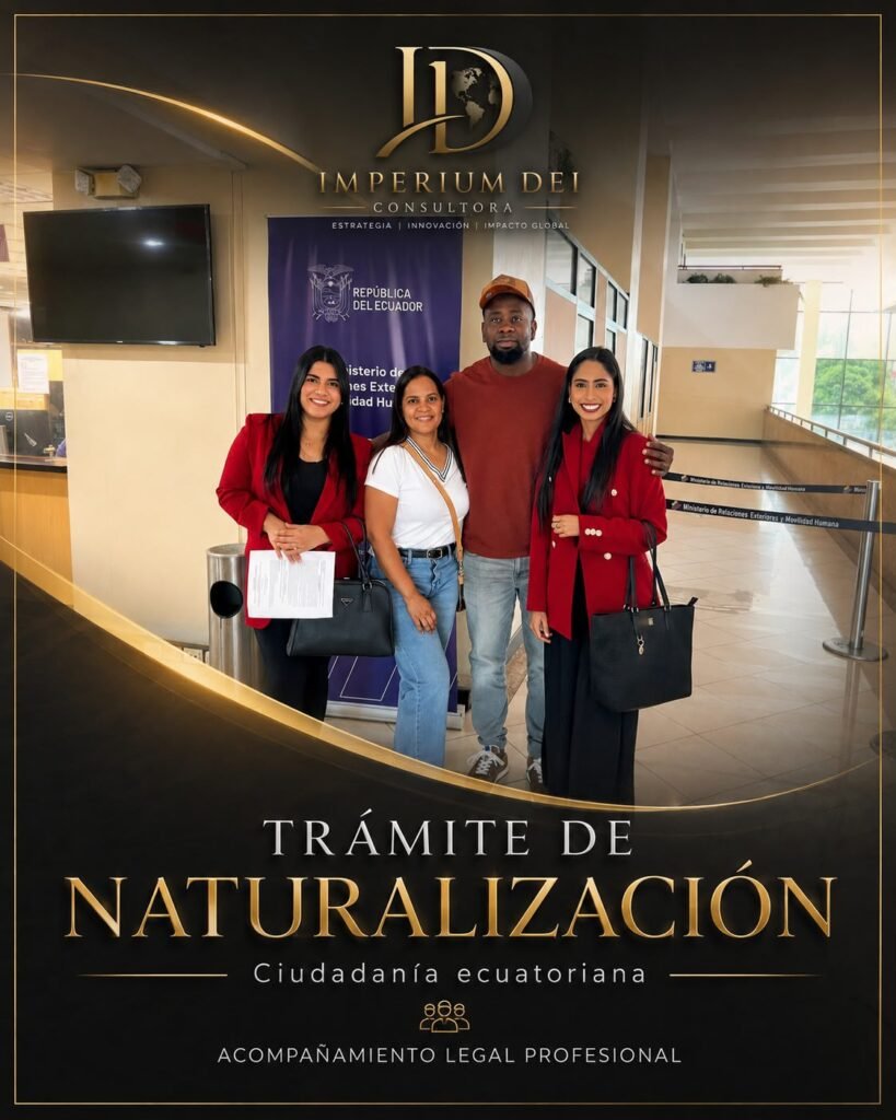 Acompañamiento jurídico de Imperium Dei durante un proceso de naturalización ecuatoriana.